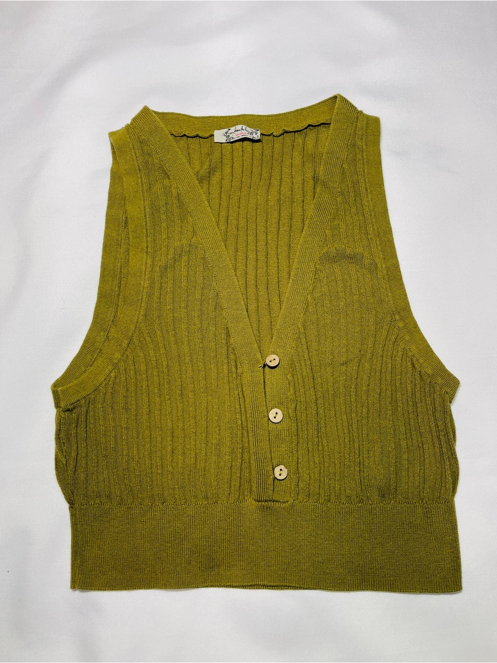 FP Movement by Free People Olive Ribbed Button-Front Crop Top